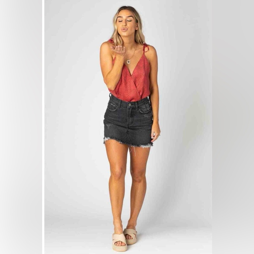 Buddy Love Sharon Blue Denim Distressed Mini Skirt